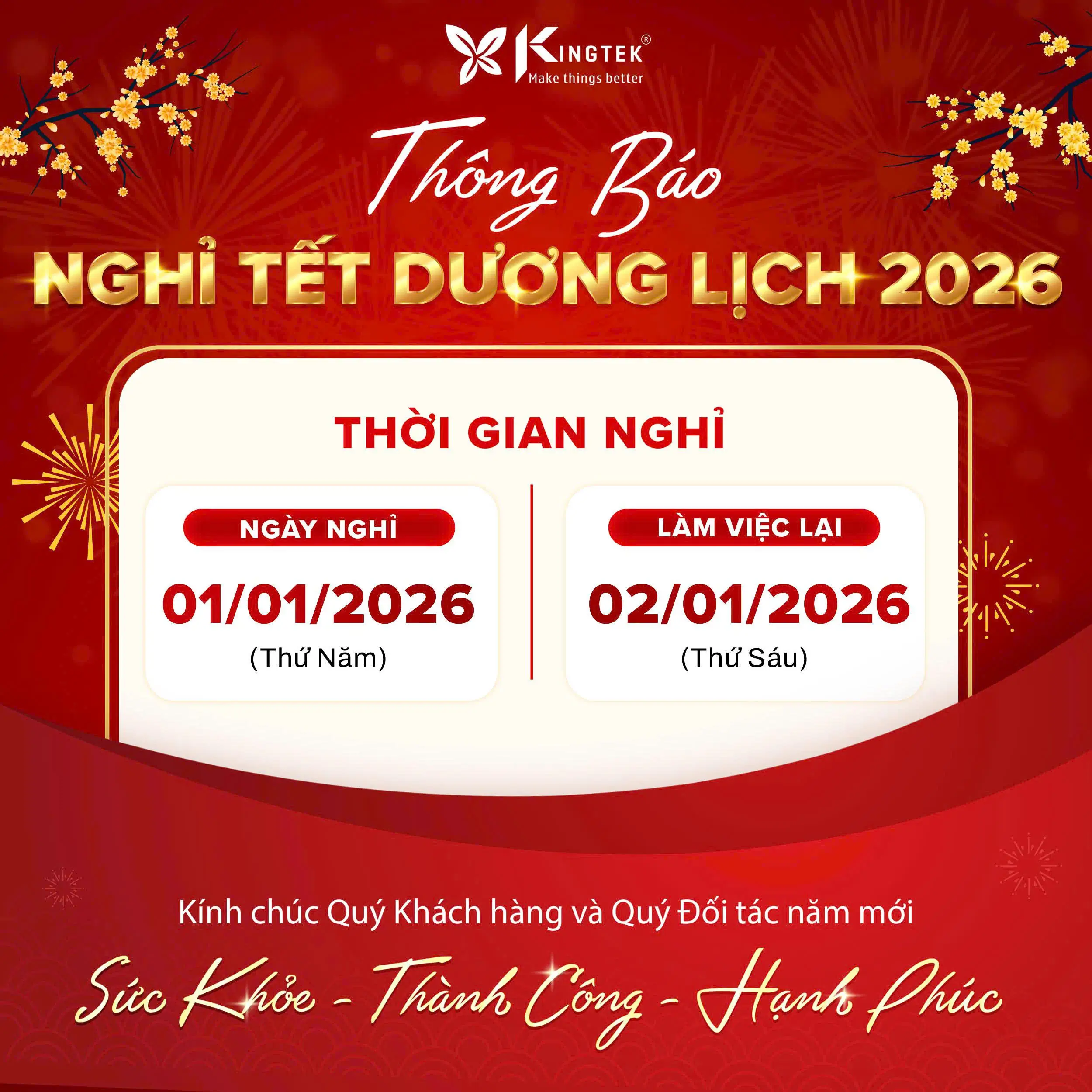 thông báo nghỉ tết Dương lịch từ 31/12/2025 đến hết ngày 01/01/2026