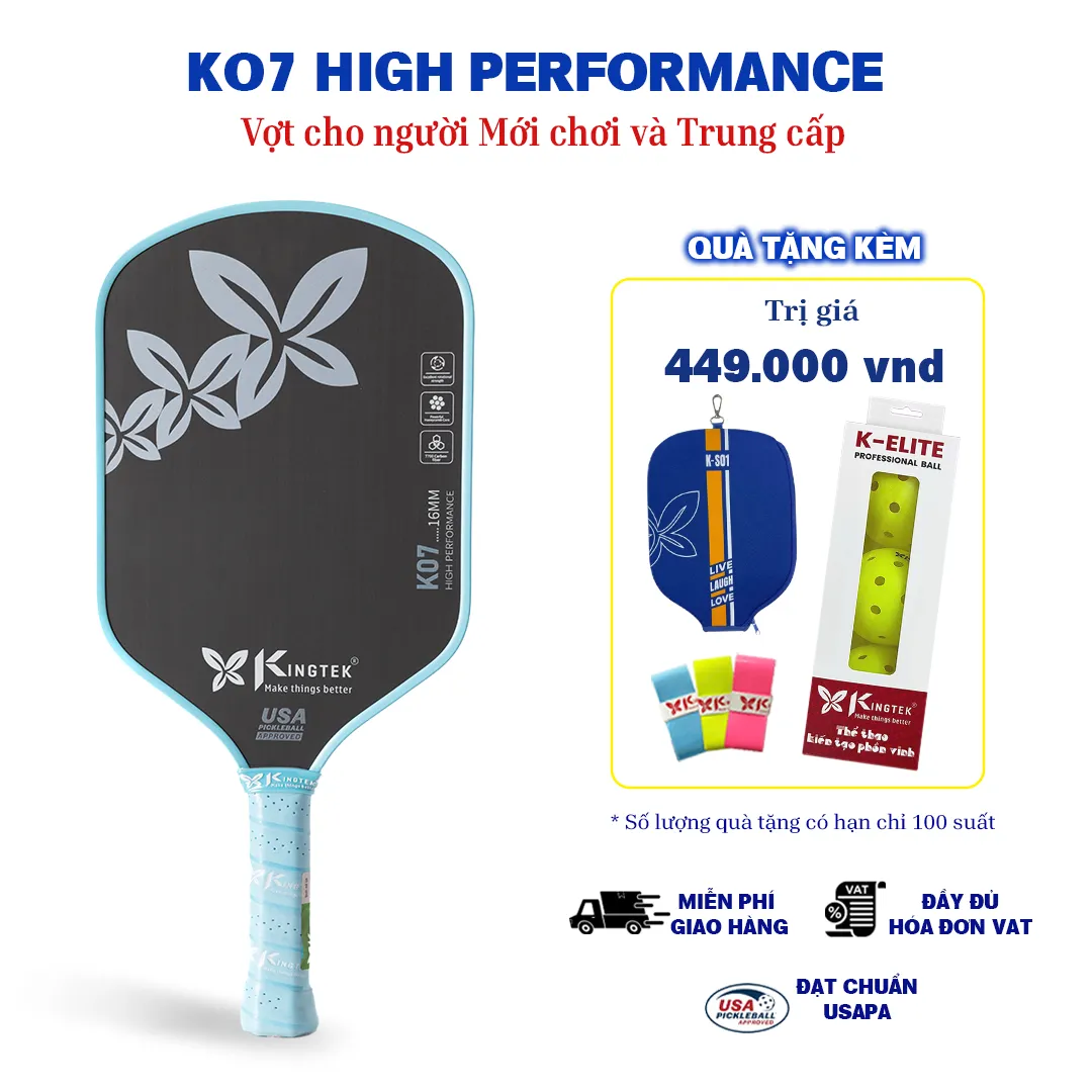 vợt pickleball K07 xanh blue 2