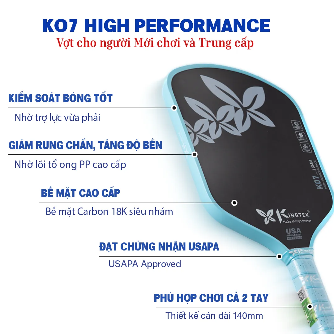 vợt pickleball K07 xanh blue 3