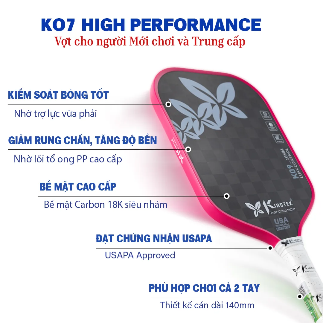 vợt pickleball K09 hồng 3