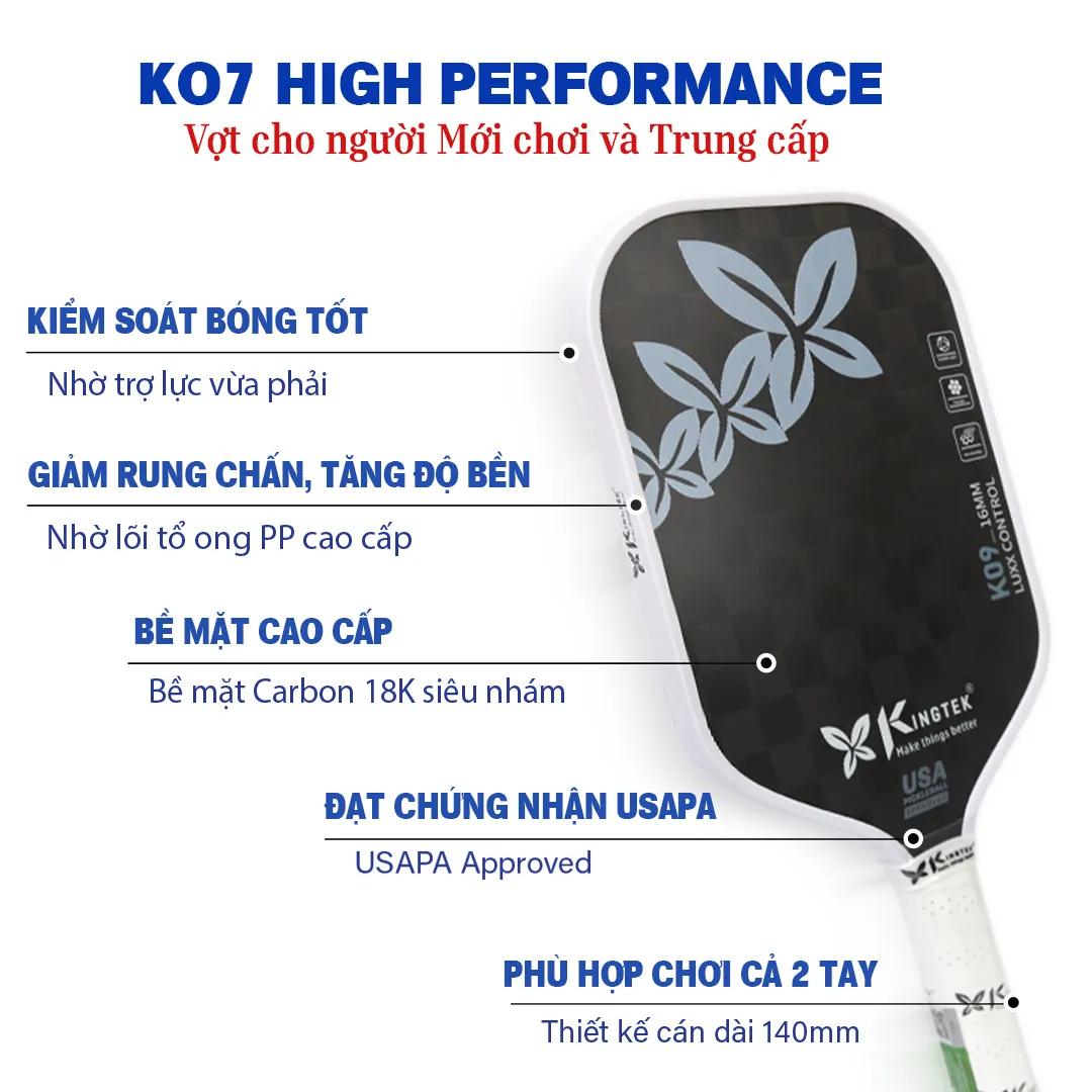 vợt pickleball K09 trắng 3